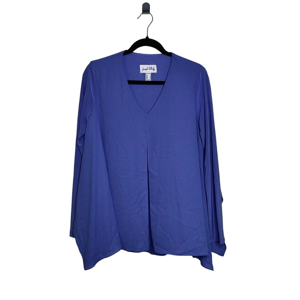 Joseph Ribkoff US 10 Designer Regency Blue Violet Popover Top Pleat Long Sleeve